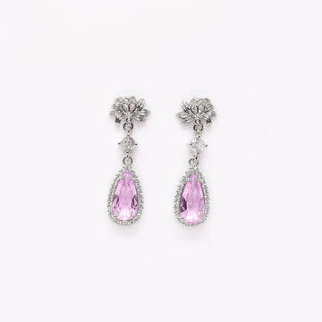 Cubic Zirconia Diamond Lotus Drop Earrings, Bridal Jewelry, Bridal Earrings, Crystal Bridal Earrings, Statement Earrings Cz